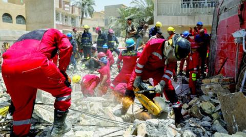 مقتل 4 أشخاص في انهيار مبنى وسط بغداد