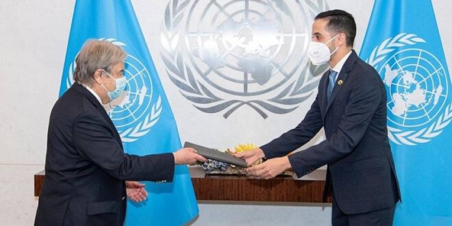 العنبر يقدم لأمين الأمم المتحدة أوراق اعتماده مراقبا دائما لمجلس التعاون