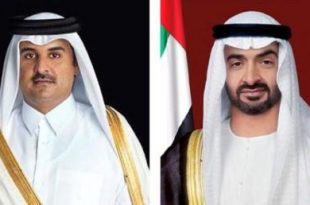 رئيس الإمارات وأمير قطر يبحثان القضايا المشتركة